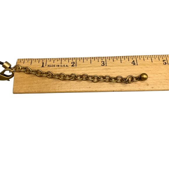 Chicos Choker Pendant Necklace Aztec Design Metal Silver Gold Tone Black Leather - Picture 8 of 8